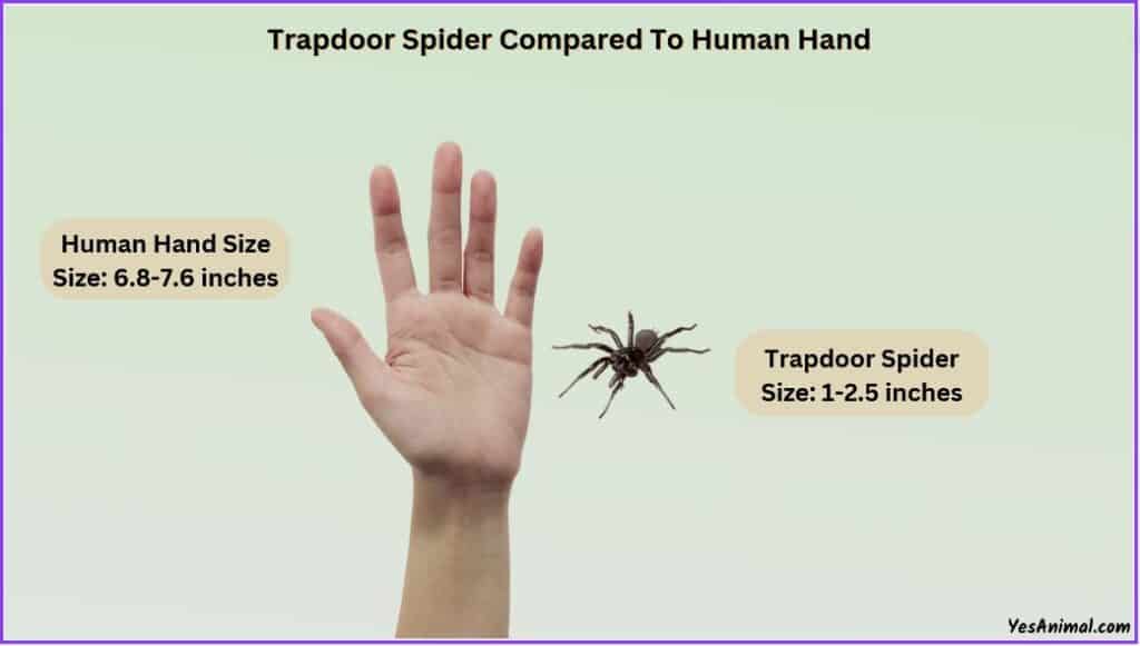 Trapdoor Spider Size compared with human hand