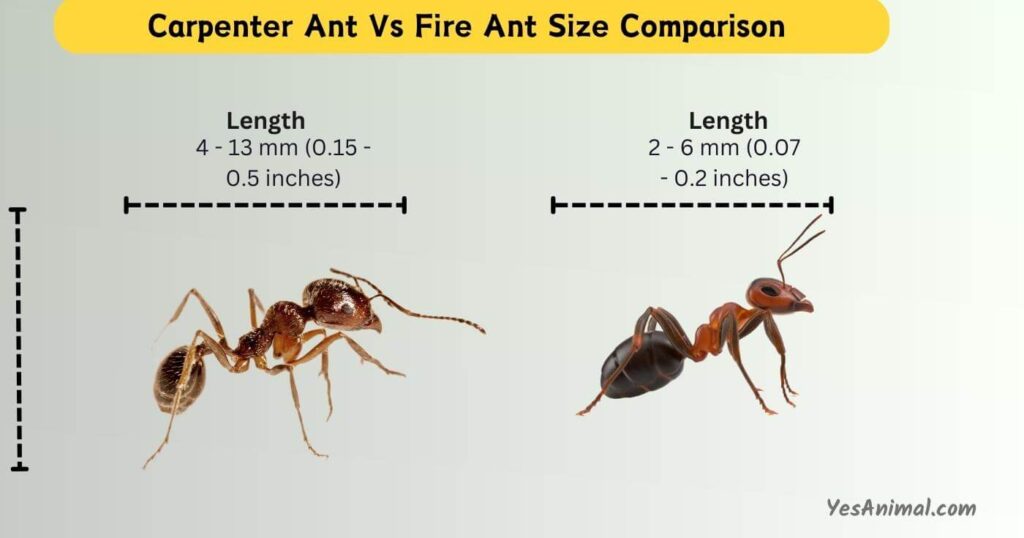 Carpenter Ant Vs Fire Ant Size Comparison