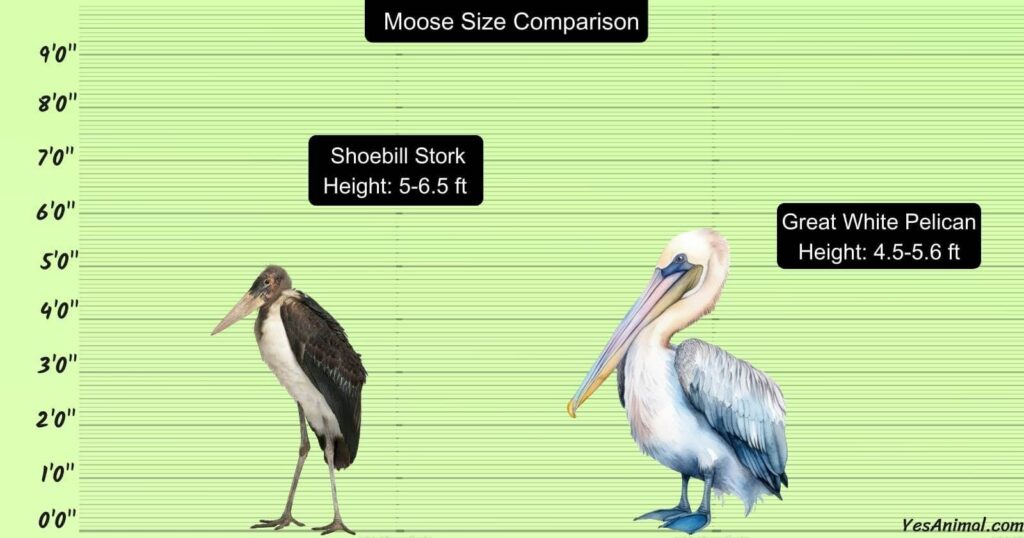 Shoebill Stork Vs Great White Pelican Size Comparison